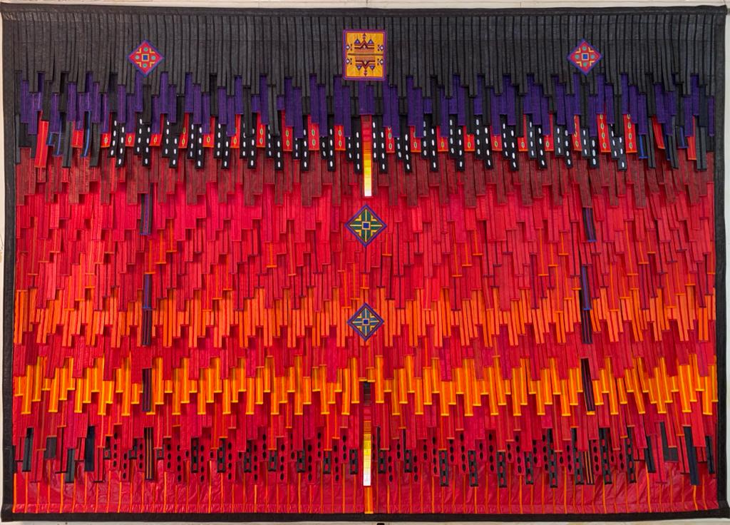 Composición en rojo y negro con motivos arkilla kerka